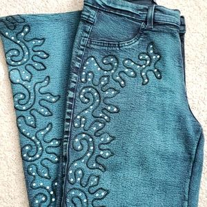 Brazilroxx Teal Jeans with Rhinestones Size 6